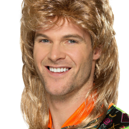Brown Mullet Wig with Blonde Highlights
