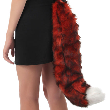 Deluxe Oversized Plush Fox Tail- worn by model side view