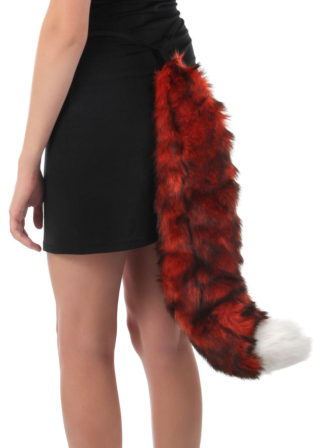Deluxe Oversized Plush Fox Tail- worn by model side view