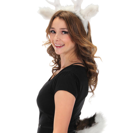 Perky Deer Tail- worn by female model left view