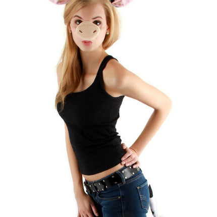 Cow Ears Headband Nose & Tail Kit- worn by model