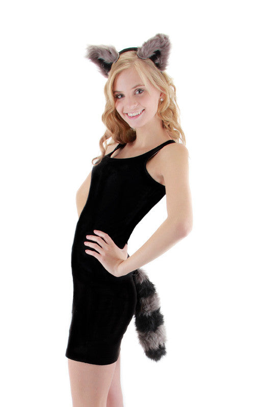 Raccoon Ears Headband & Tail Kit- worn by model