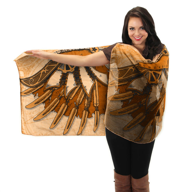 Steampunk Wings Lightweight Scarf- worn by model