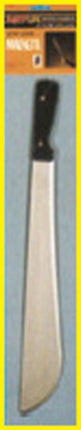 Sturdy plastic machete. Very durable with no sharp edges. 19 inches long and 2 1/2 inches wide.