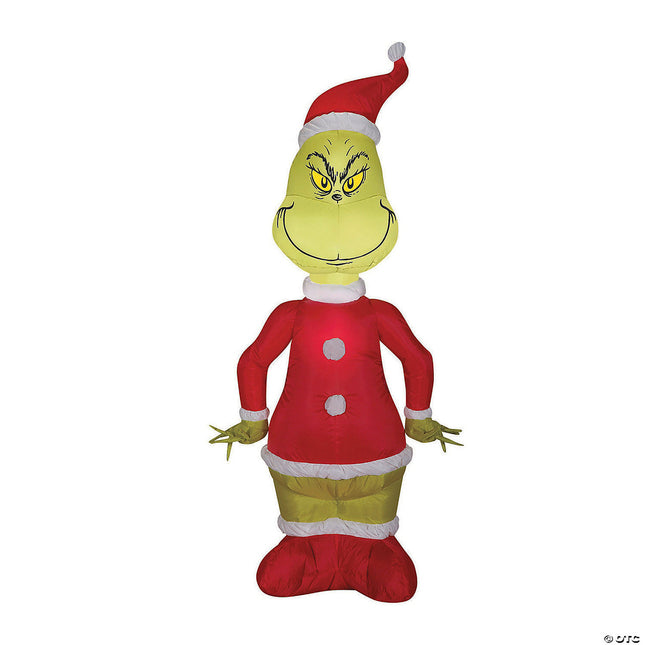 48" Blow Up Inflatable Grinch in Santa Suit