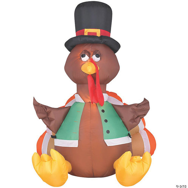48" Inflatable Happy Turkey Outdoor Decoration