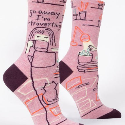 Go Away I'm Introverting Crew Socks- side view