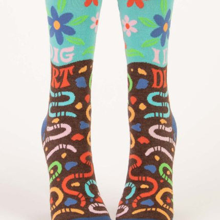 I Dig Dirt Crew Socks- front view