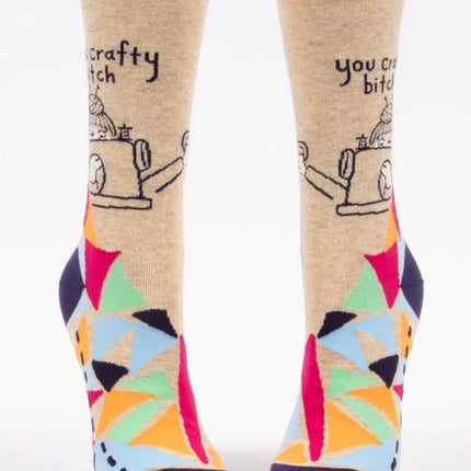 You Crafty Bitch Crew Socks- front view
