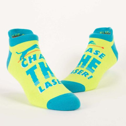 Chase The Laser! Sneaker Socks L/XL- on foot view