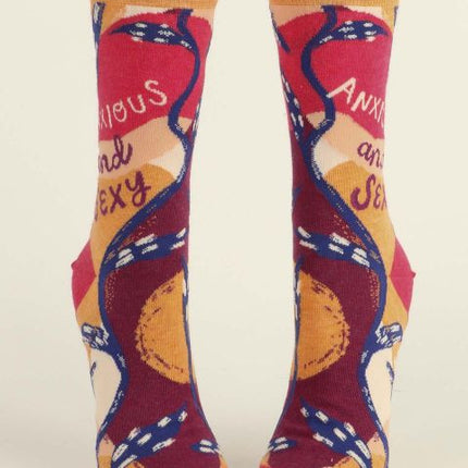 Anxious and Sexy Crew Socks- front view