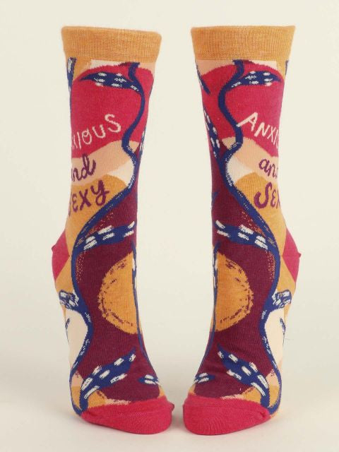 Anxious and Sexy Crew Socks- front view