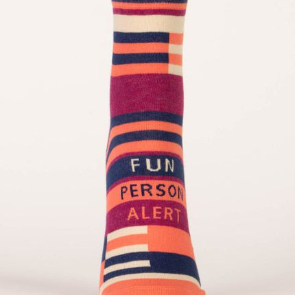 Fun Person Alert Ankle Socks- single sock front view
