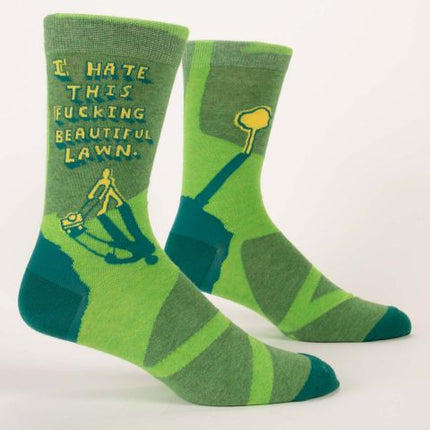 I Hate This Fucking Beautiful Lawn Men's Socks- side view