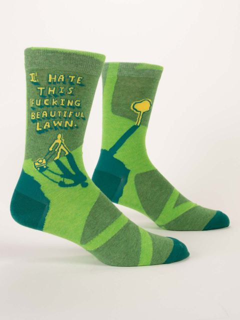 I Hate This Fucking Beautiful Lawn Men's Socks- side view