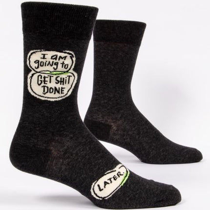 Get Shit Done Later Men's Socks- side view