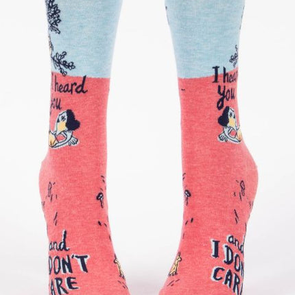 I Heard You Don't Care Crew Socks- front view