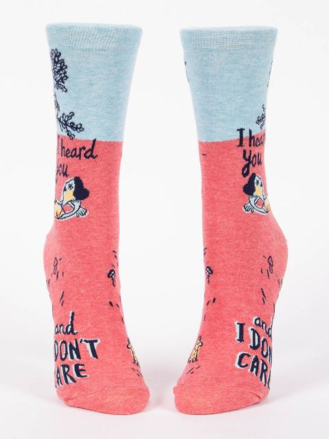 I Heard You Don't Care Crew Socks- front view