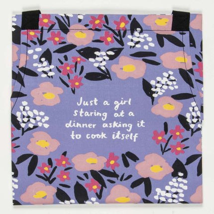 Just A Girl Apron- design up close