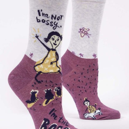 I'm Not Bossy Crew Socks- side view