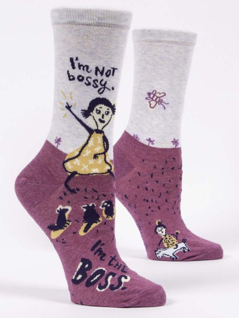 I'm Not Bossy Crew Socks- side view