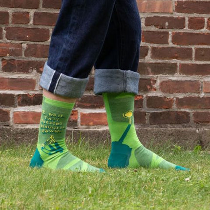 I Hate This Fucking Beautiful Lawn Men's Socks- worn by model