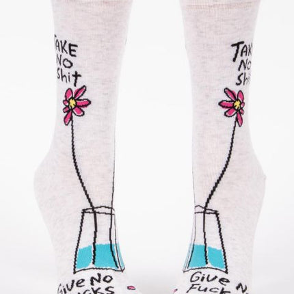 Take No Shit Crew Socks- front view
