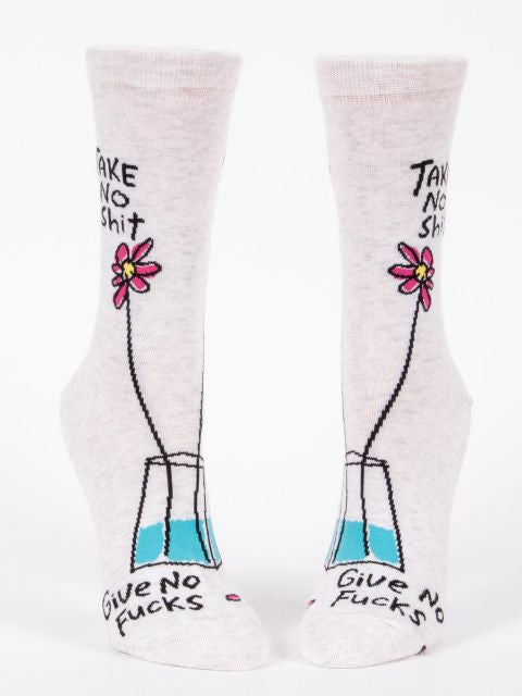 Take No Shit Crew Socks- front view