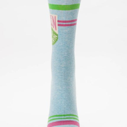 Queen of Bitch Mountain Crew Socks- single sock front view