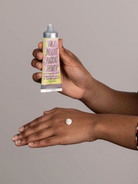 DFF Hand Cream- Lavender with Lemon- being used