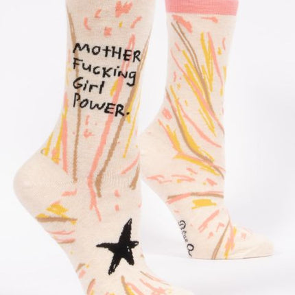 Mother Fucking Girl Power Crew Socks- side view