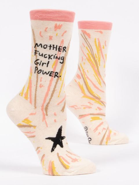 Mother Fucking Girl Power Crew Socks- side view