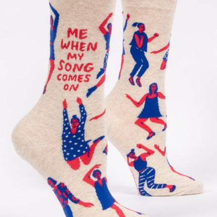 When My Song Comes On Crew Socks- side view