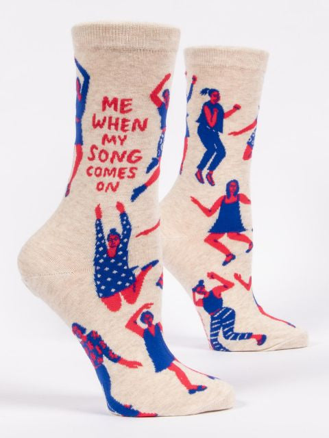 When My Song Comes On Crew Socks- side view