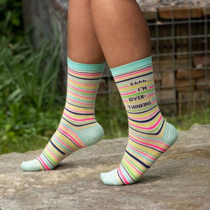 Shhh I'm Overthinking Crew Socks- worn by model
