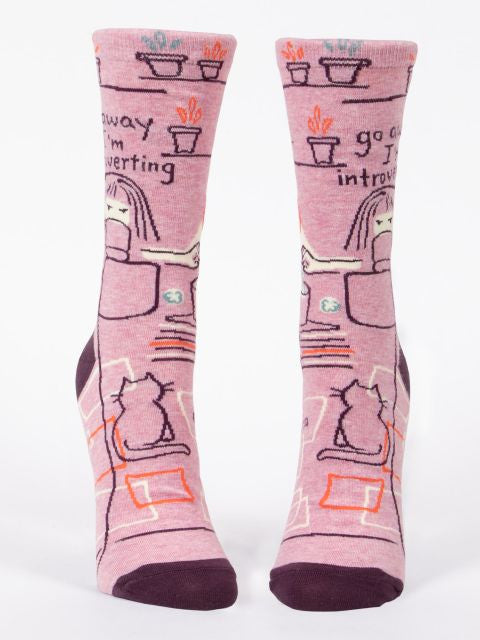 Go Away I'm Introverting Crew Socks- front view