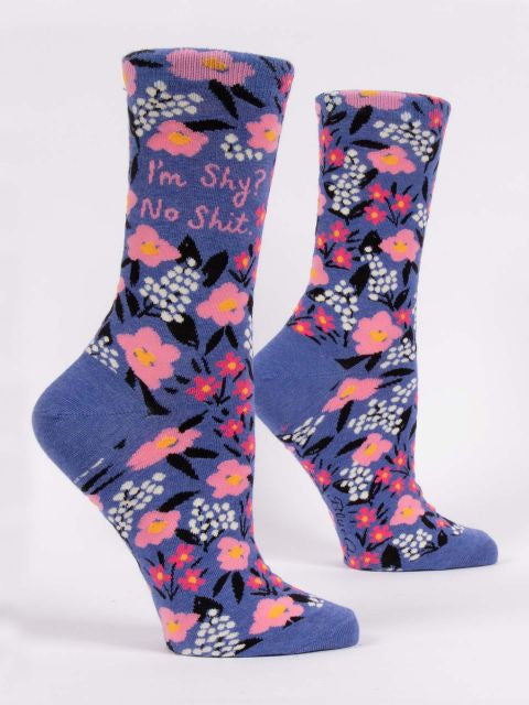 I'm Shy? No Shit. Crew Socks- side view