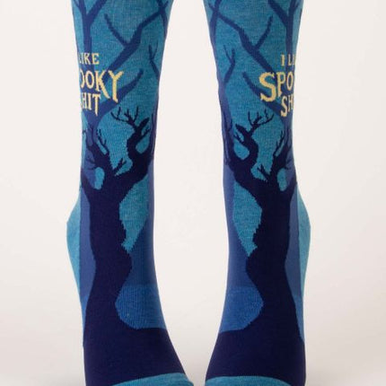 I Like Spooky Shit Crew Socks- front view