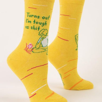 Turns Out I'm Tough As Shit Crew Socks- side view