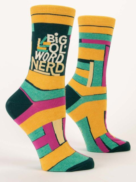 Big Ol' Word Nerd Crew Socks- side view