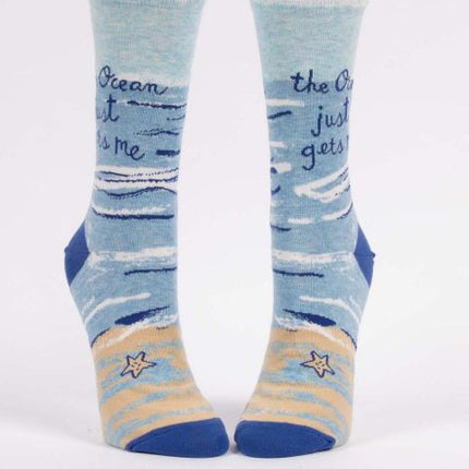 The Ocean Just Gets Me Crew Socks- front view