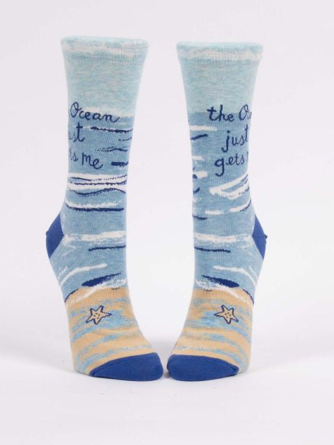 The Ocean Just Gets Me Crew Socks- front view
