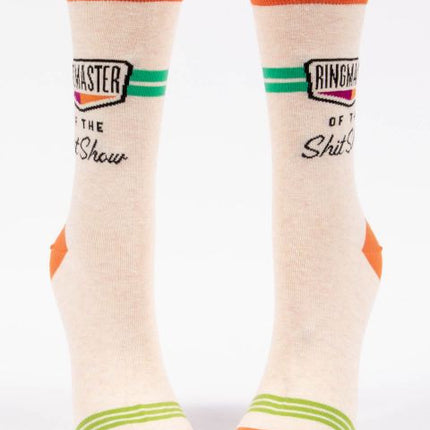 Ringmaster Of The Shitshow Crew Socks- front view