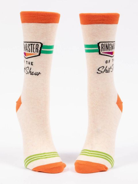 Ringmaster Of The Shitshow Crew Socks- front view