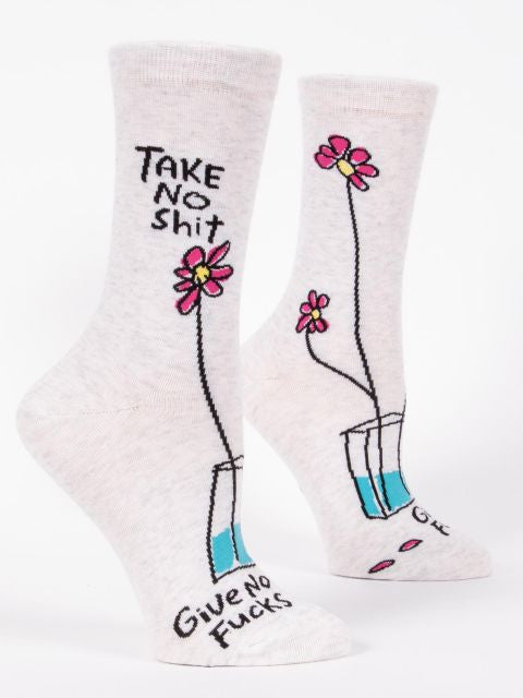 Take No Shit Crew Socks- side view
