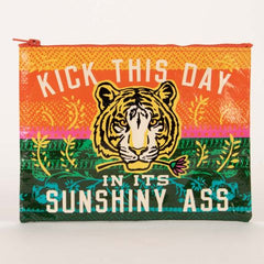 Kick This Day In Its Sunshiny Ass Zipper Pouch- front view