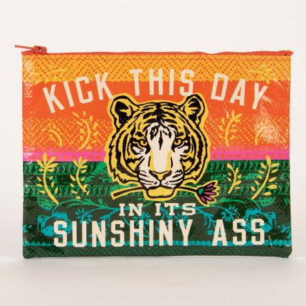 Kick This Day In Its Sunshiny Ass Zipper Pouch- front view