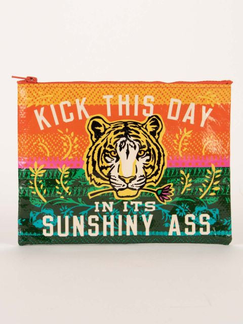 Kick This Day In Its Sunshiny Ass Zipper Pouch- front view