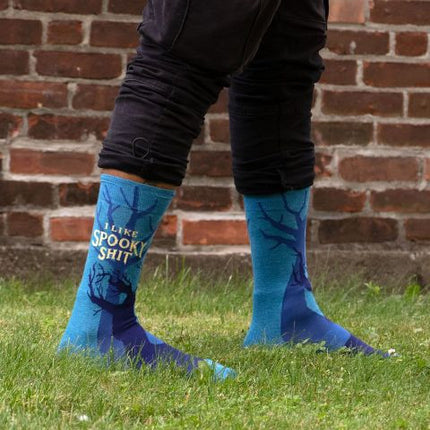 I Like Spooky Shit Men's Socks- worn by model