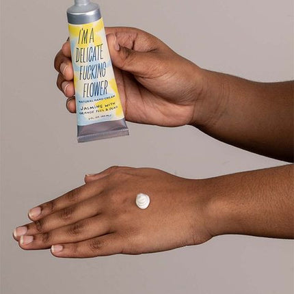 DFF Hand Cream- Jasmine with Orange Peel & Pear- being used